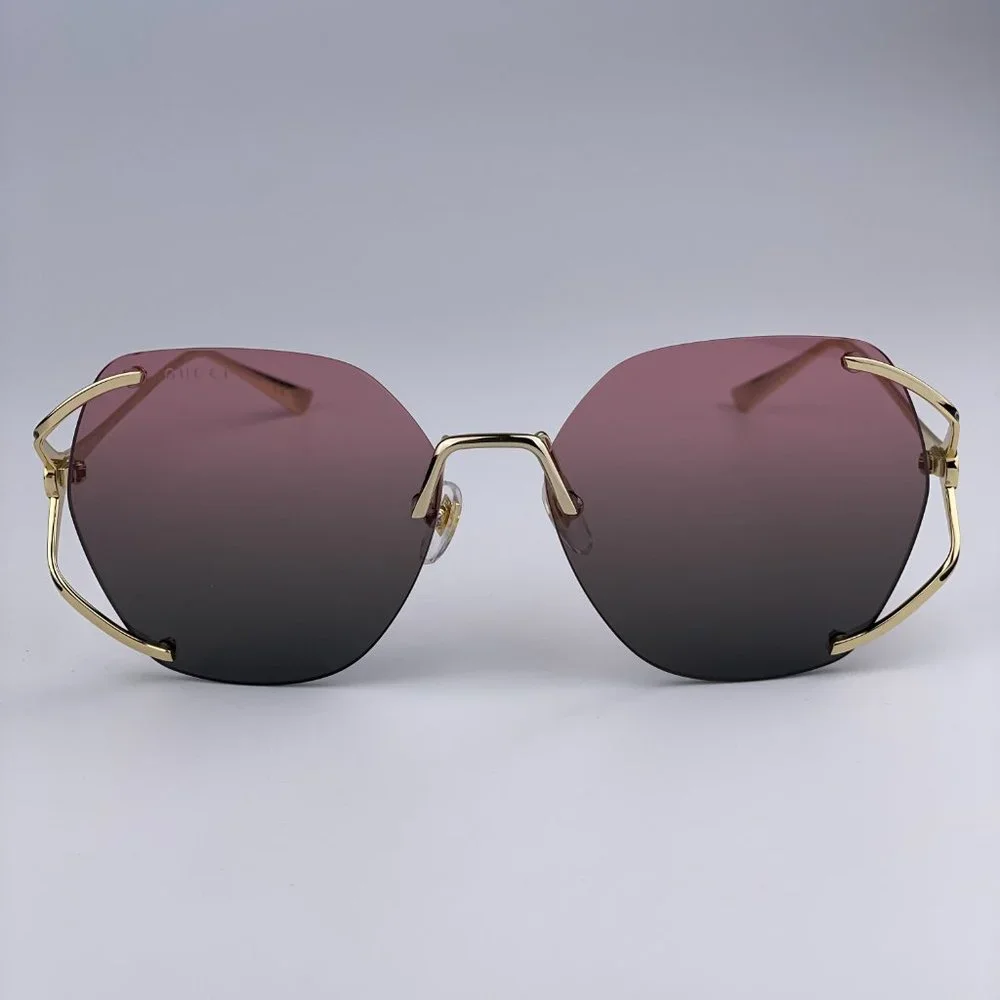 NEW GUCCI GG0651S 001 Gold Purple Green Gradient Square Oversized Rimless Women - Picture 2 of 12